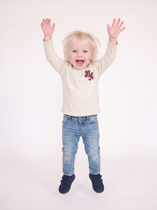 T-shirt in jersey con ricamo sportivo - Bianco latte