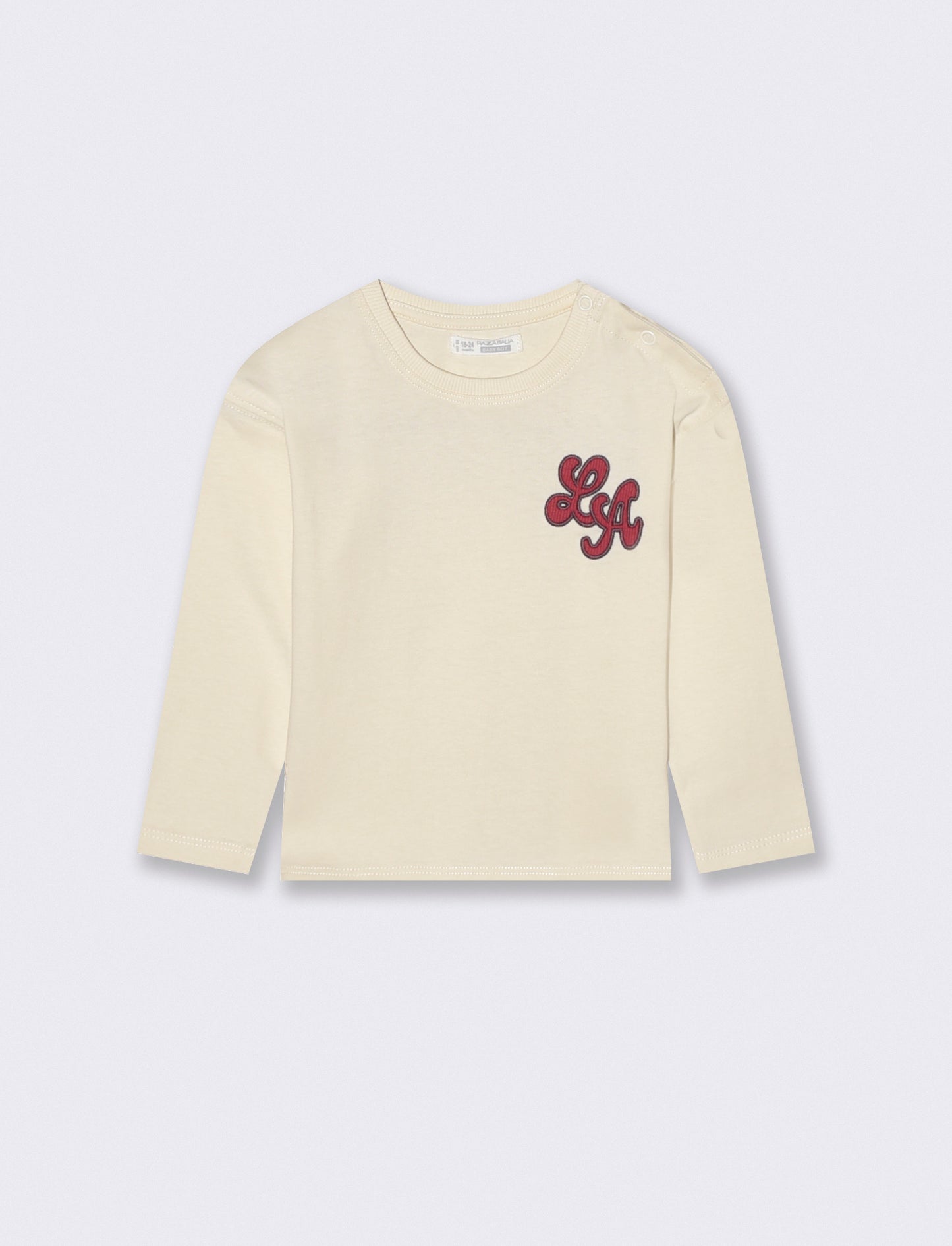 T-shirt in jersey con ricamo sportivo - Bianco latte