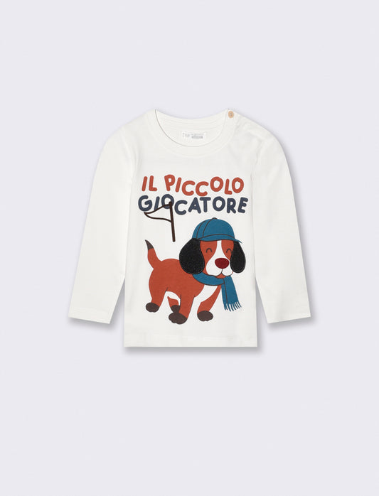 T-shirt in jersey con applicazioni sportive - Bianco latte