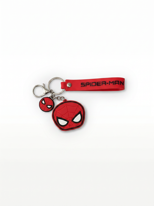 3D Rubber Keychain Stitch and Spiderman - Red