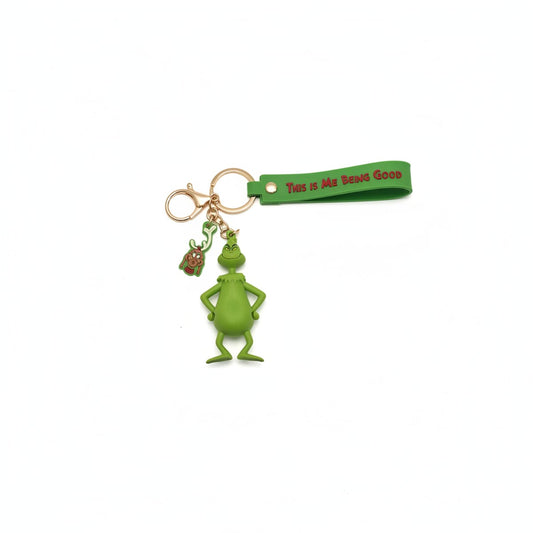 3D Rubber Christmas Keychain Harry and Grinch - Green