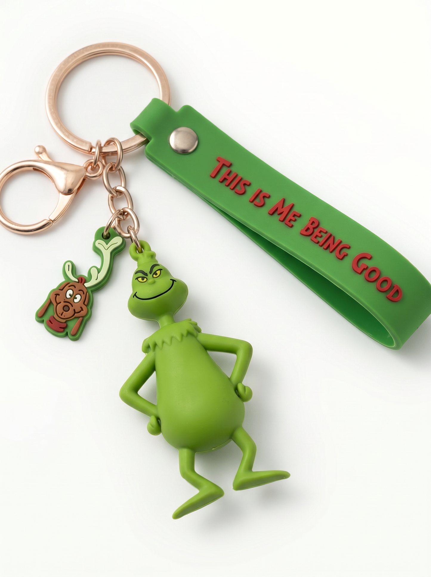 Portachiavi 3D gommato natalizio Harry e Grinch - Verde