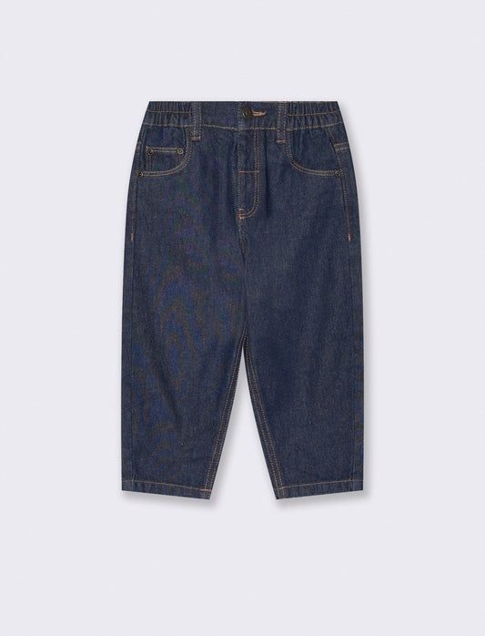 Pantaloni Denim Baggy con Cintura Elasticizzata - Denim