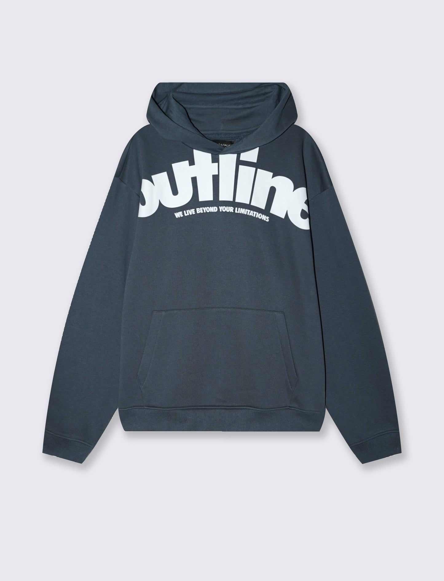 Boxy Fit Hoodie with Prints - Blue