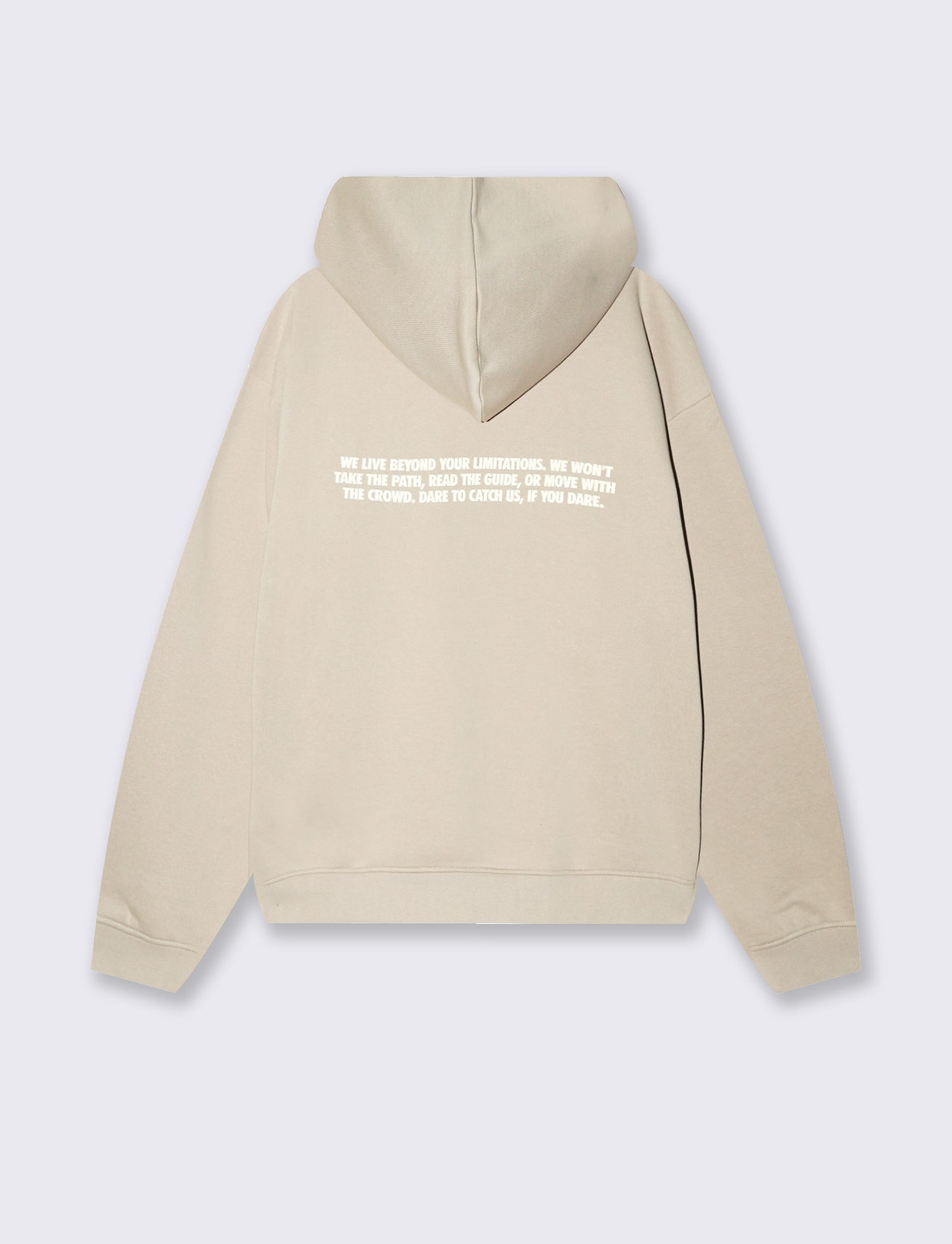 Boxy Fit Hoodie with Prints - Beige