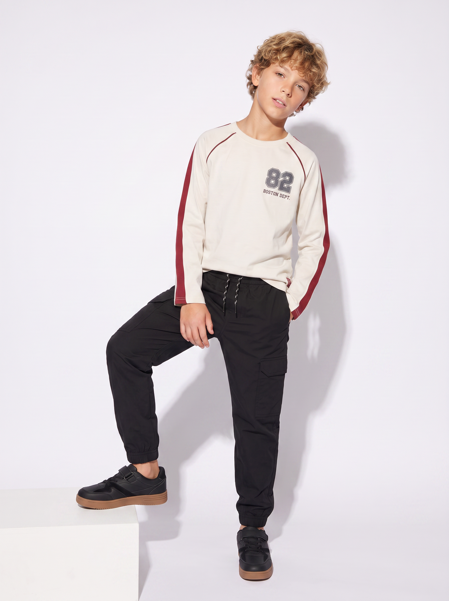 T-shirt raglan in jersey polycotone - Bianco latte
