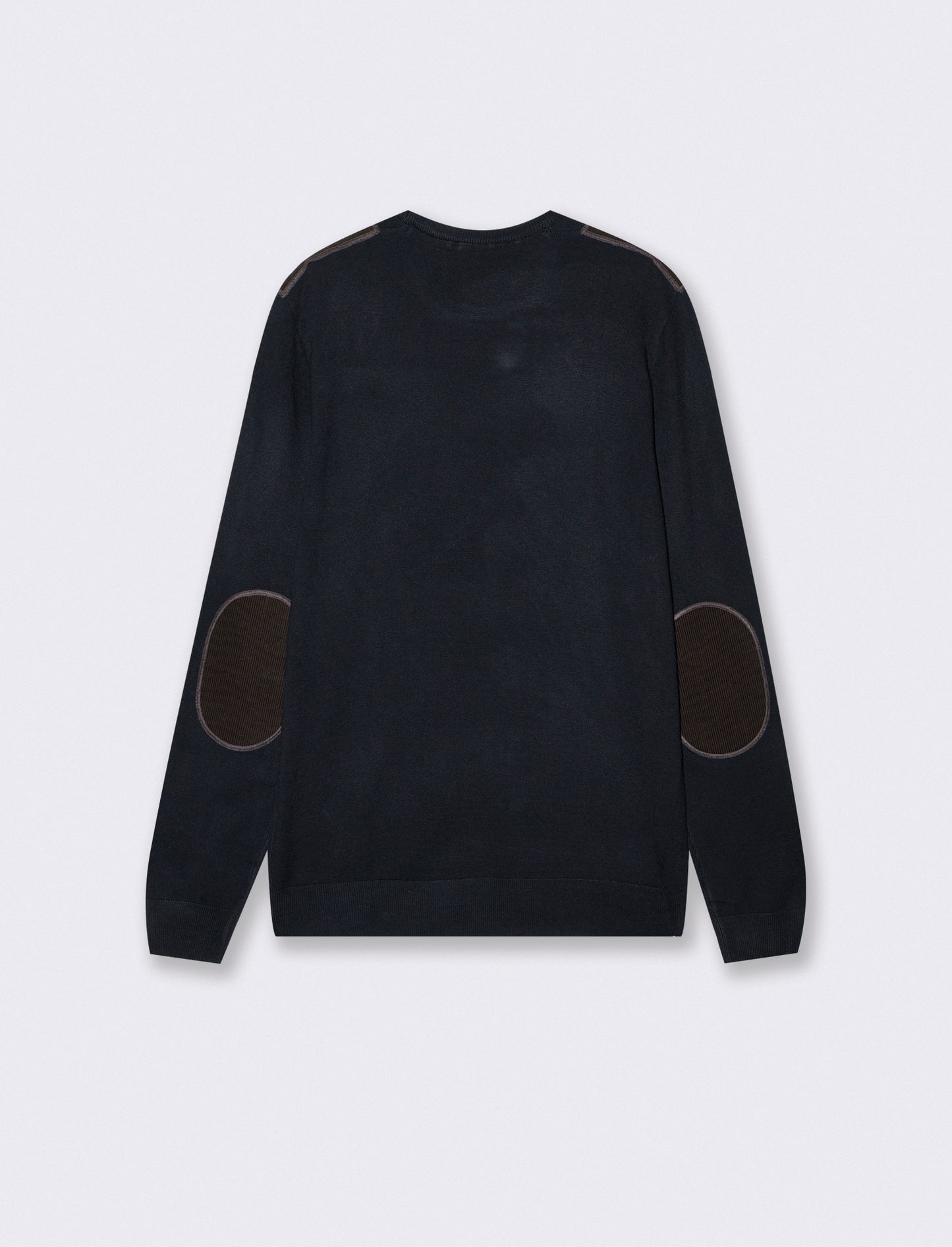Maglia girocollo slim fit con toppe velluto - Blu