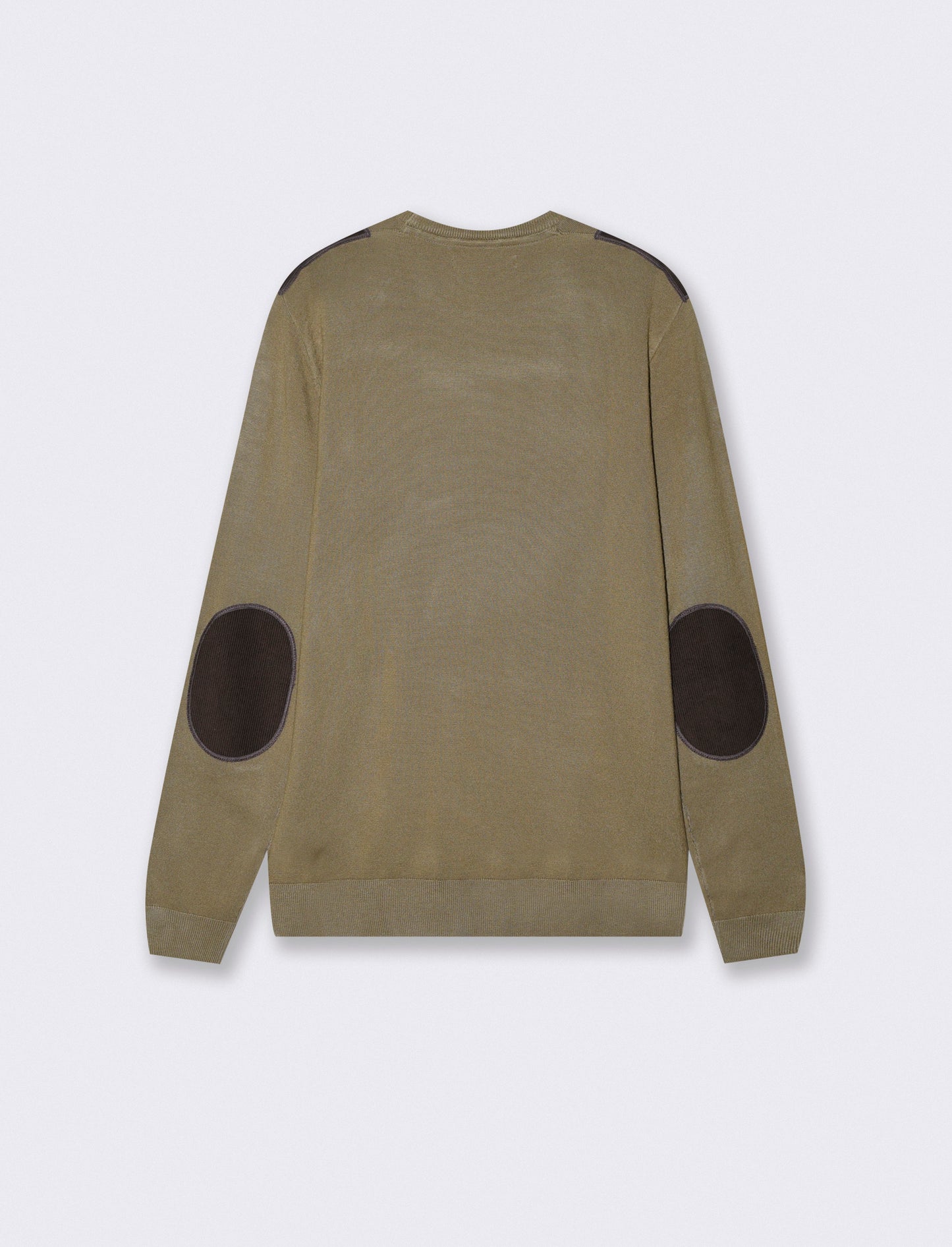 Slim fit crew neck sweater with velvet patches - Green