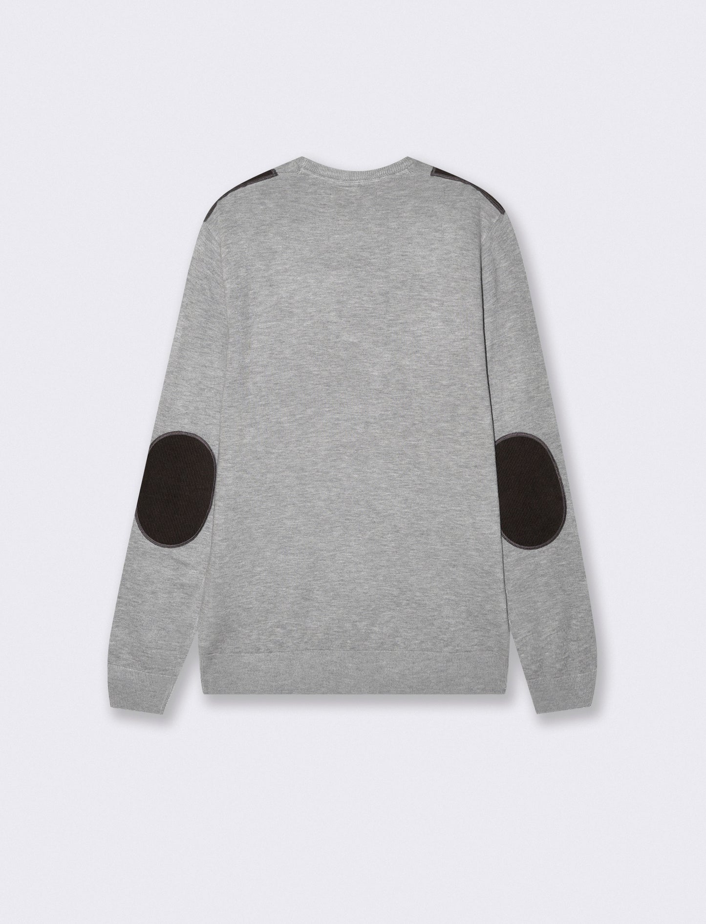 Slim fit crew neck sweater with velvet patches - Grey