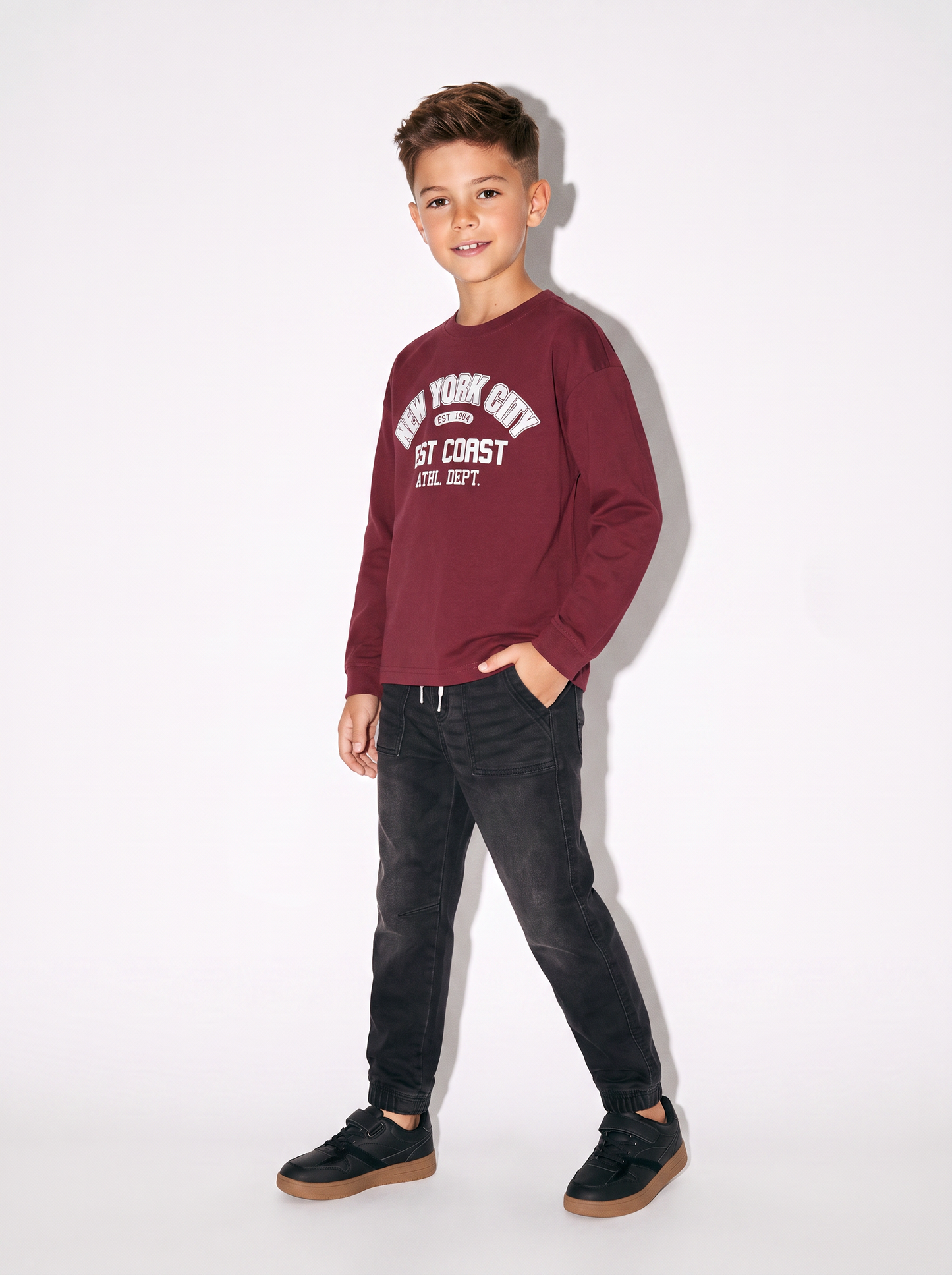 Long sleeve cotton crew neck t-shirt - Red