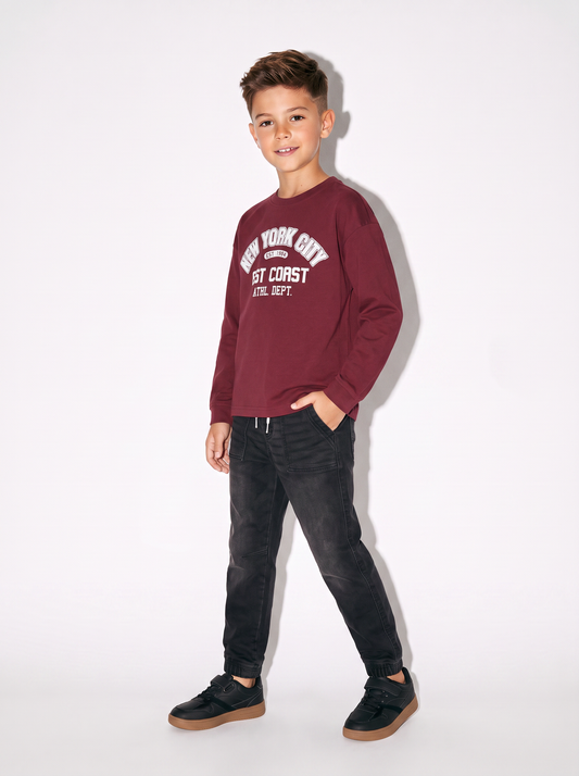 Long sleeve cotton crew neck t-shirt - Red