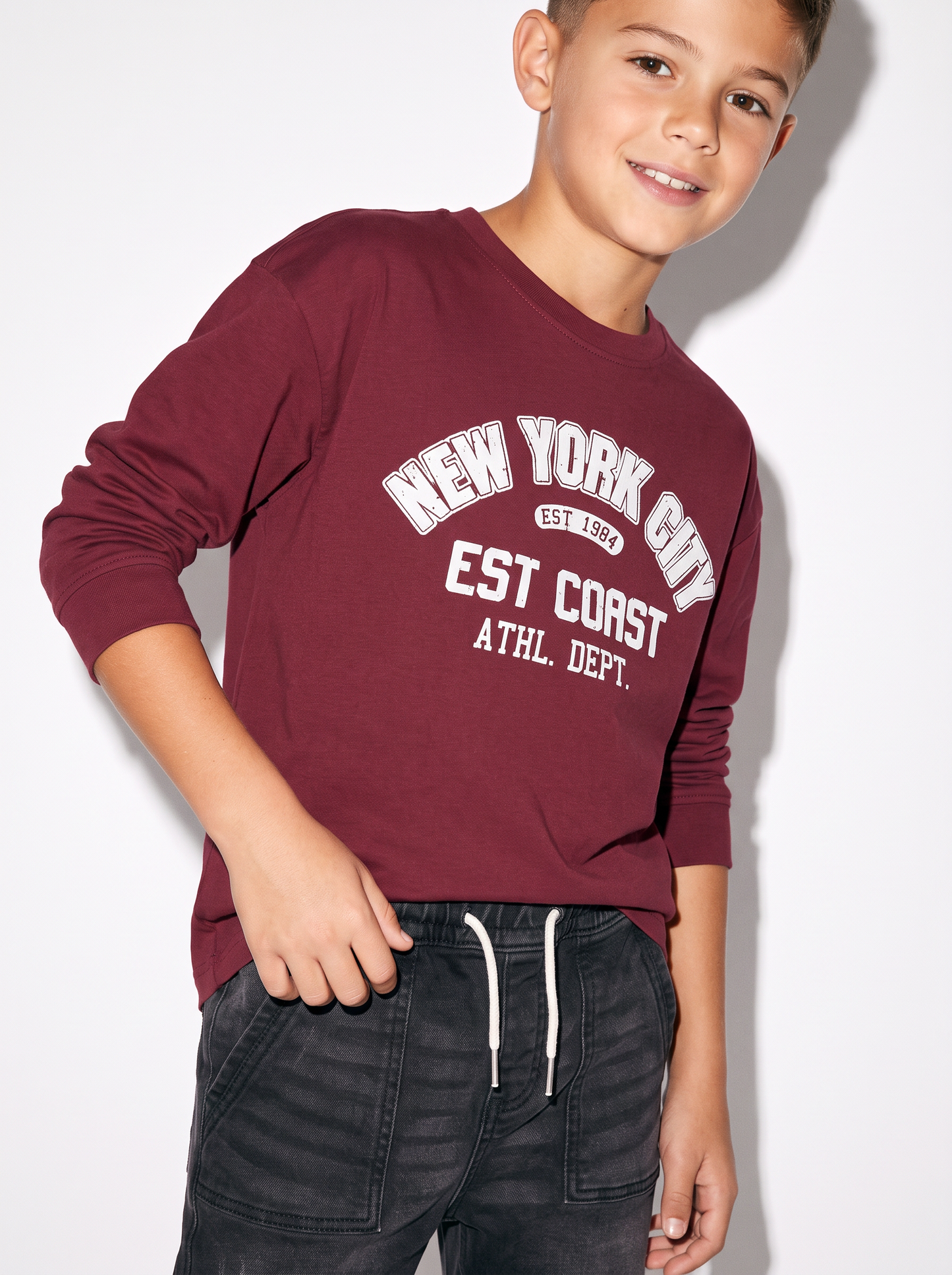 Long sleeve cotton crew neck t-shirt - Red