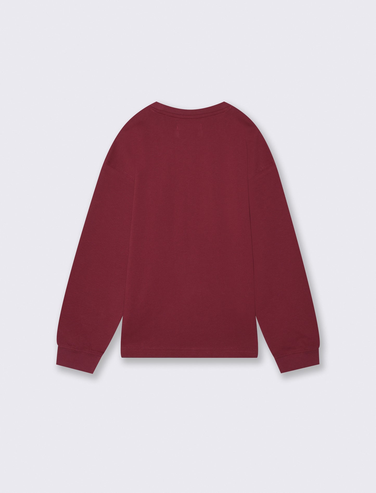 T-shirt manica lunga girocollo in cotone - Bordeaux