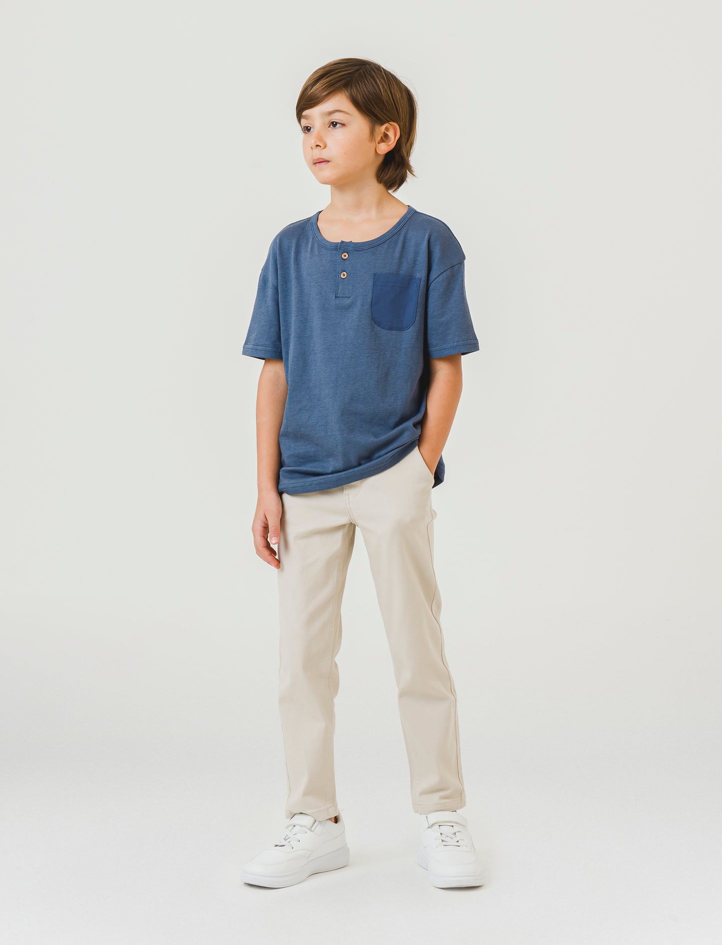 T-Shirt in cotone con tasca a contrasto da bambino - Avion