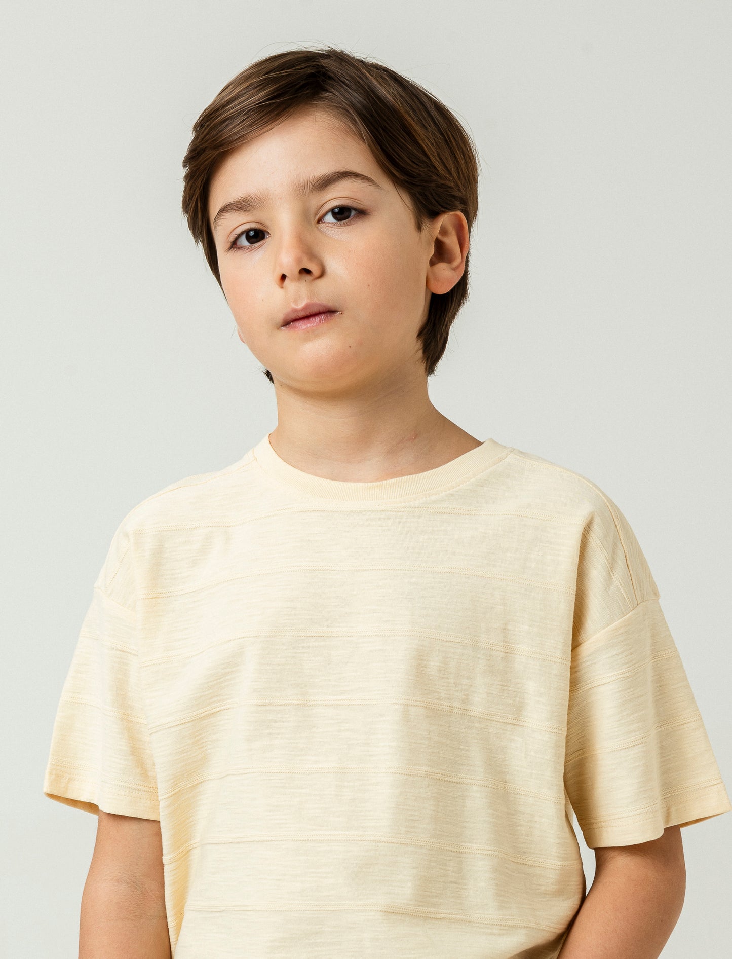 T-shirt in tessuto fiammato loose fit - Giallo