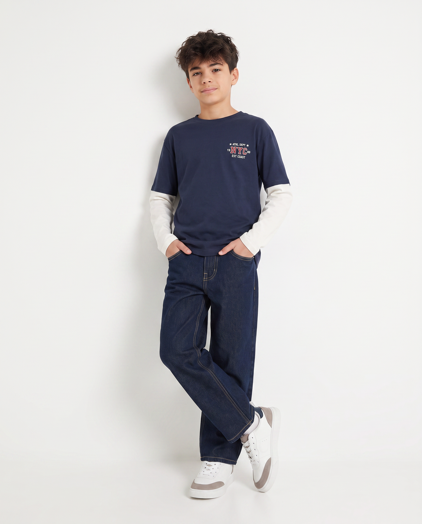 T-shirt mezza manica in cotone con stampa - Blu