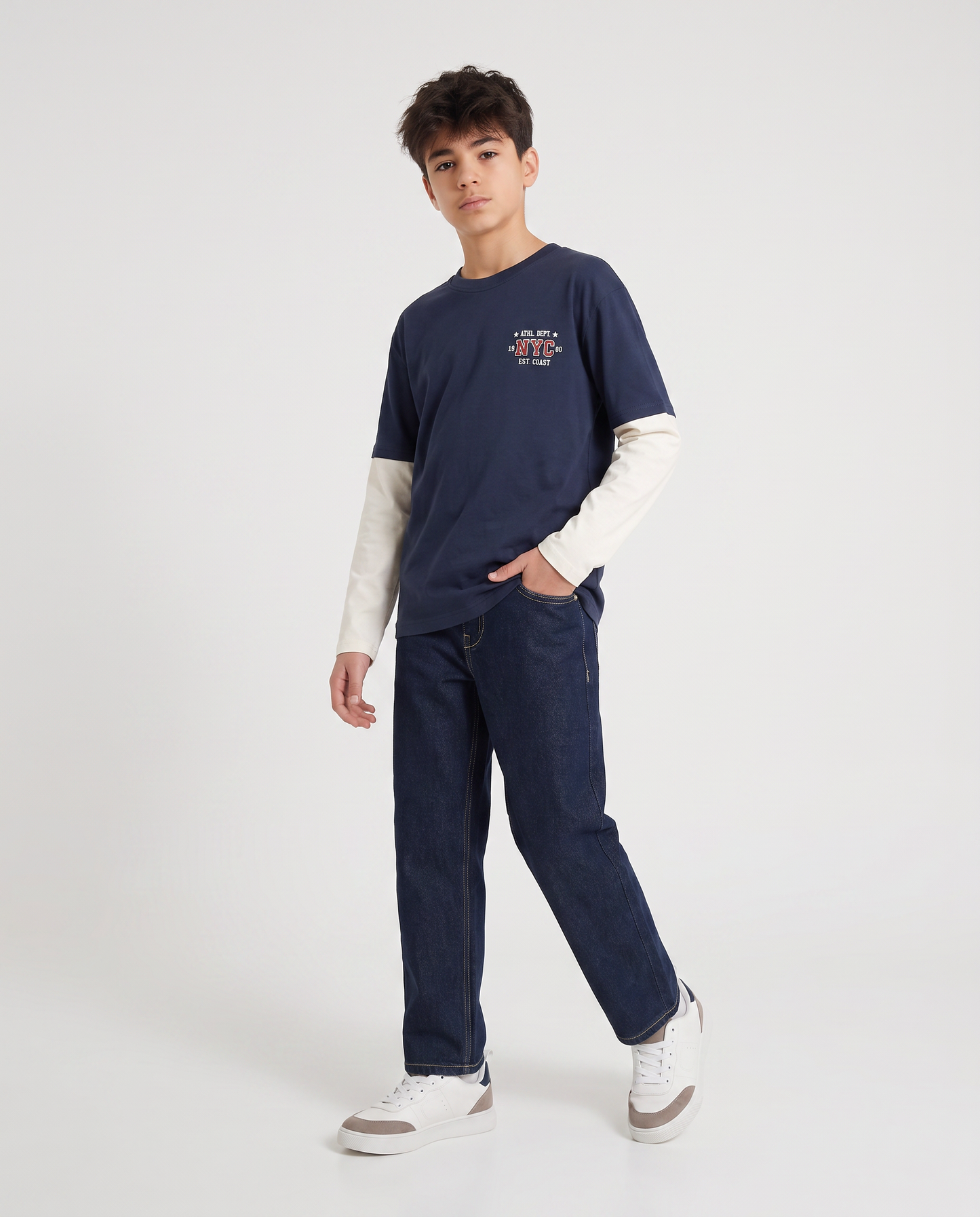 T-shirt mezza manica in cotone con stampa - Blu