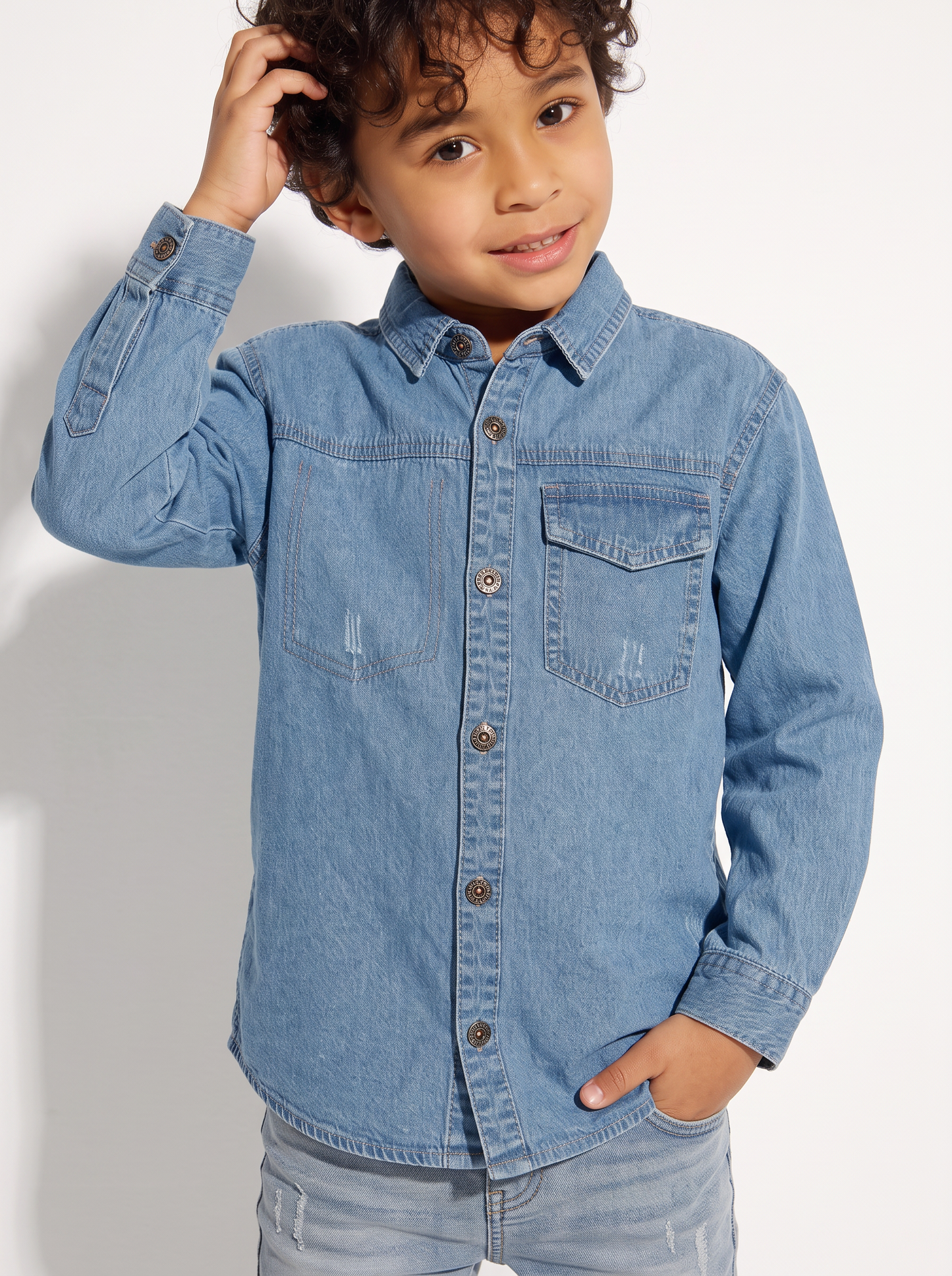 100% Cotton Denim Casual Shirt - Blue