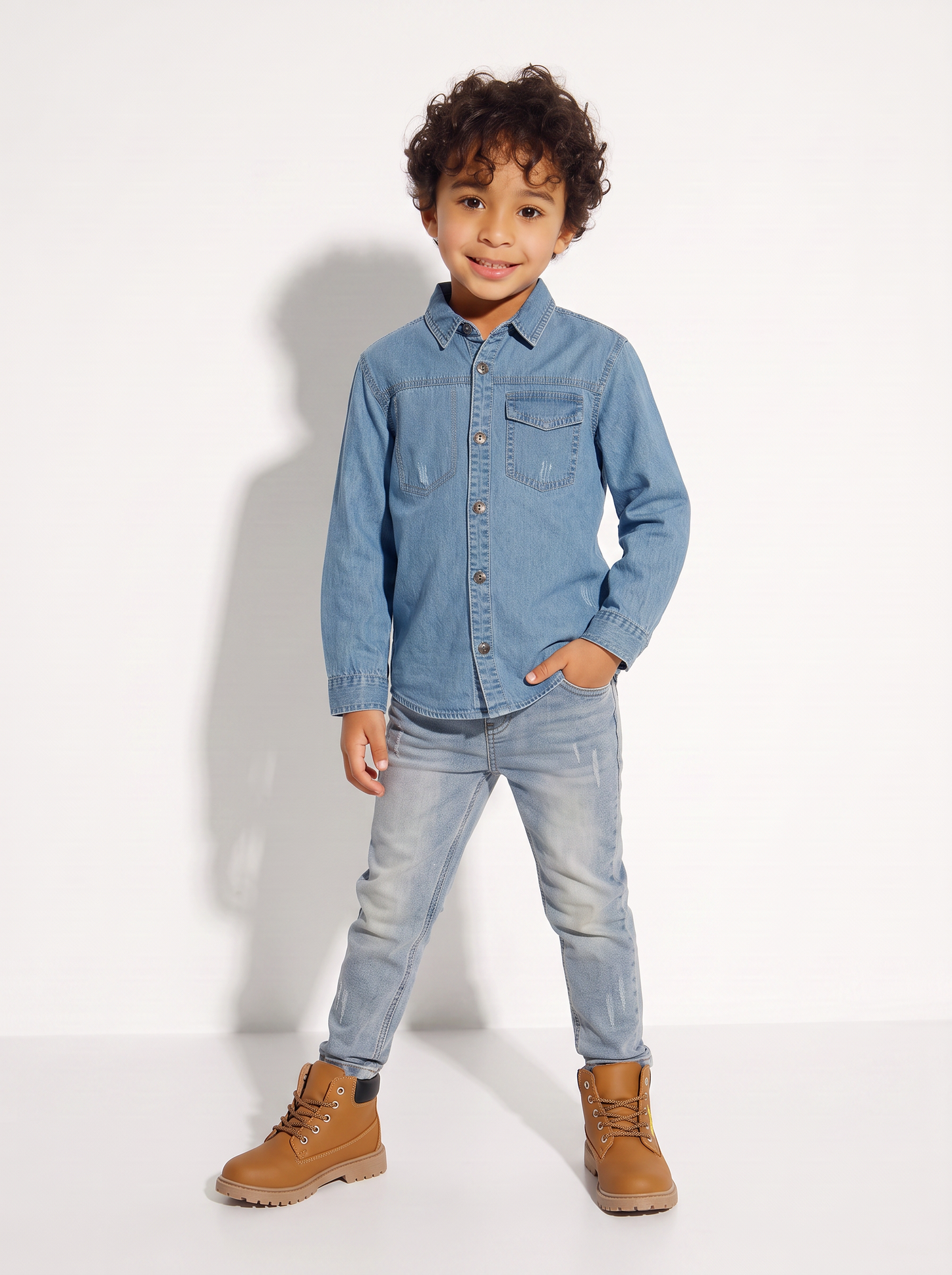 100% Cotton Denim Casual Shirt - Blue