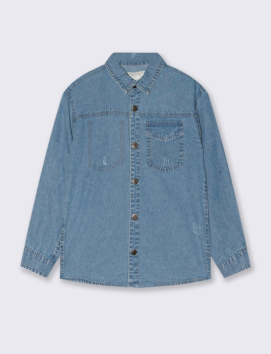 Camicia in denim 100% cotone casual - Denim