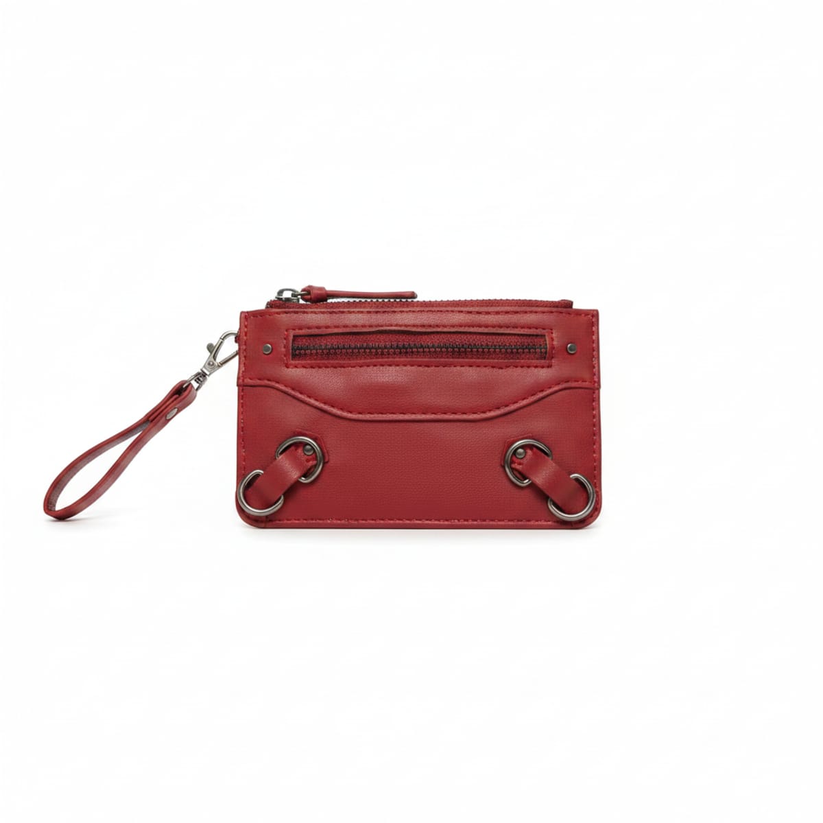Card holder with zip and hooks - Red
