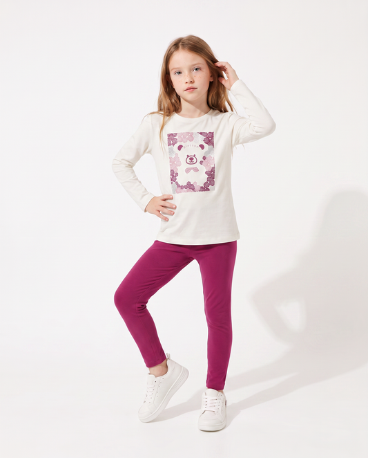 Regular fit long sleeve cotton T-shirt - White