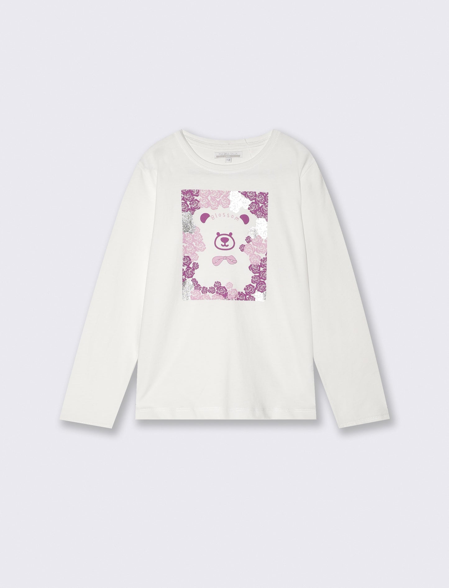 T- shirt manica lunga in cotone - Bianco latte