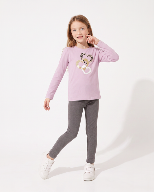 Regular fit long sleeve cotton T-shirt - Pink