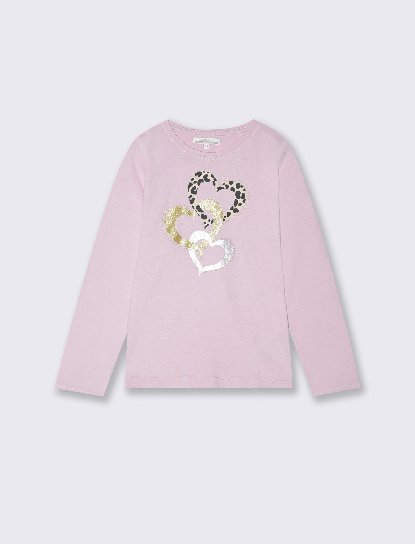 T- shirt manica lunga in cotone - Rosa polvere