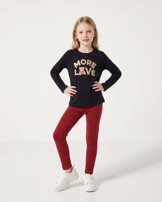 Regular fit long sleeve cotton T-shirt - Black