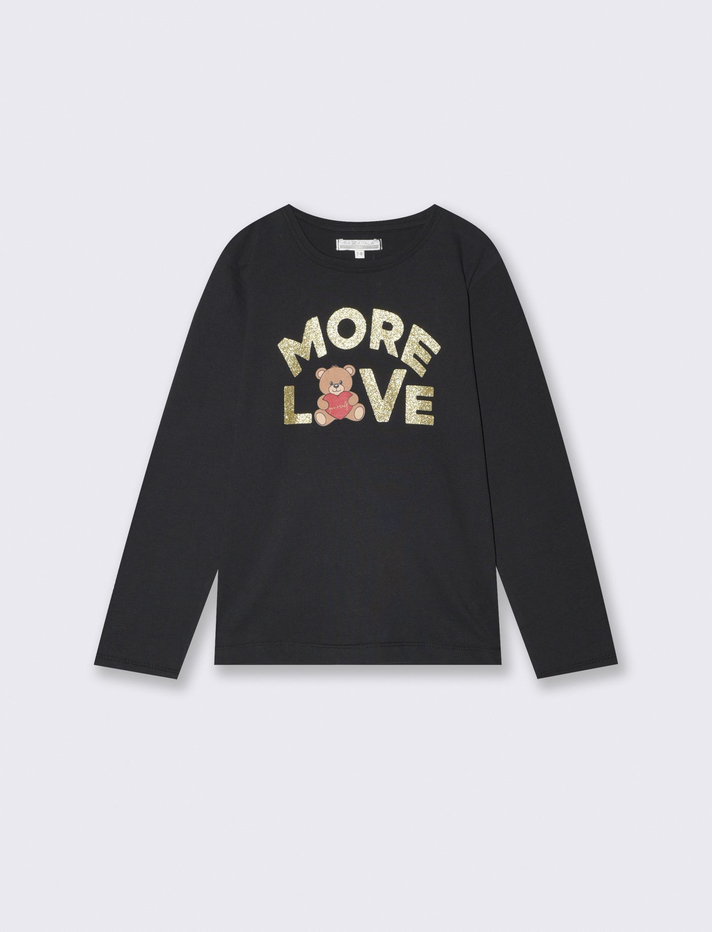 T- shirt manica lunga in cotone - Nero