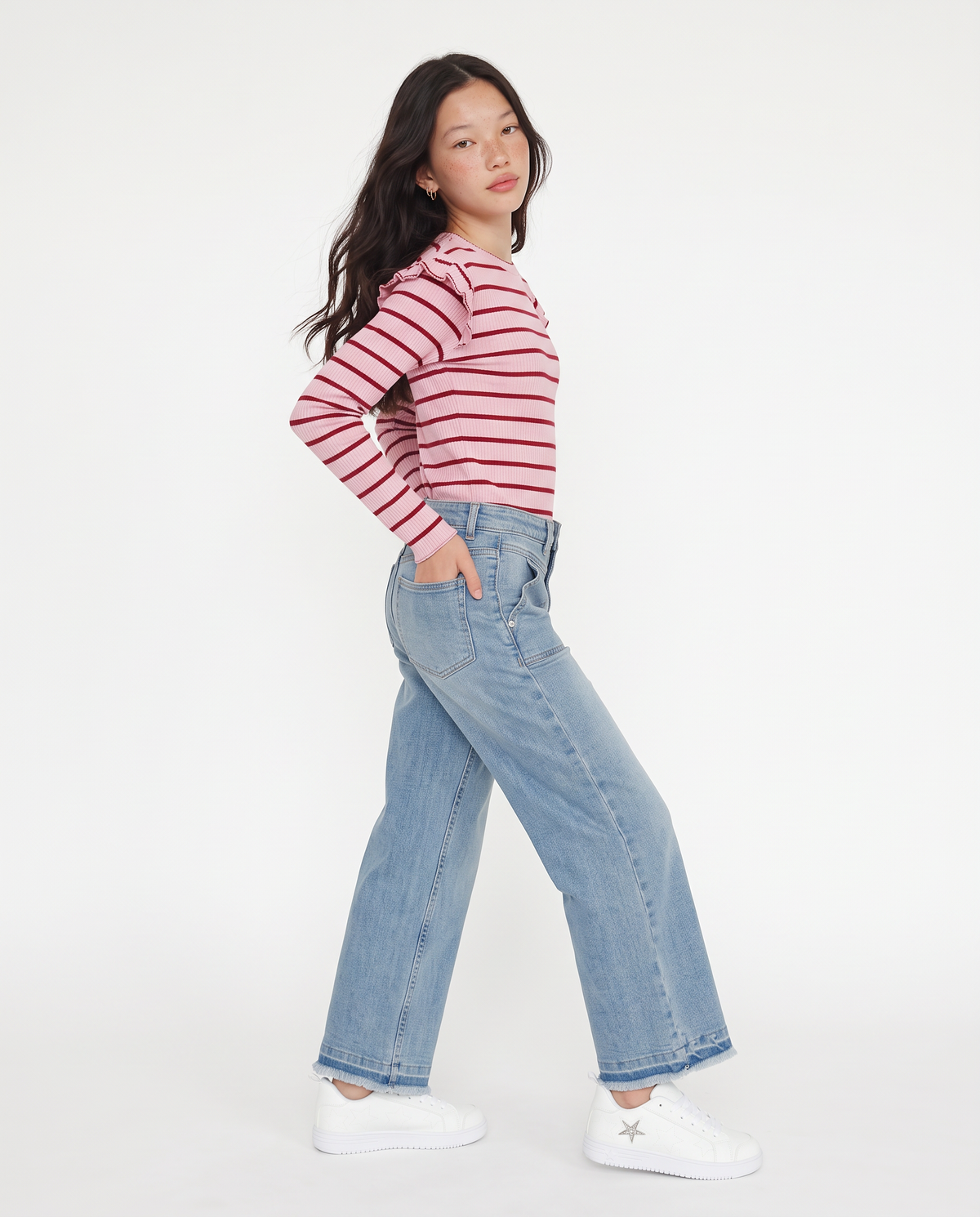 T-shirt a righe con rouches eleganti - Righe