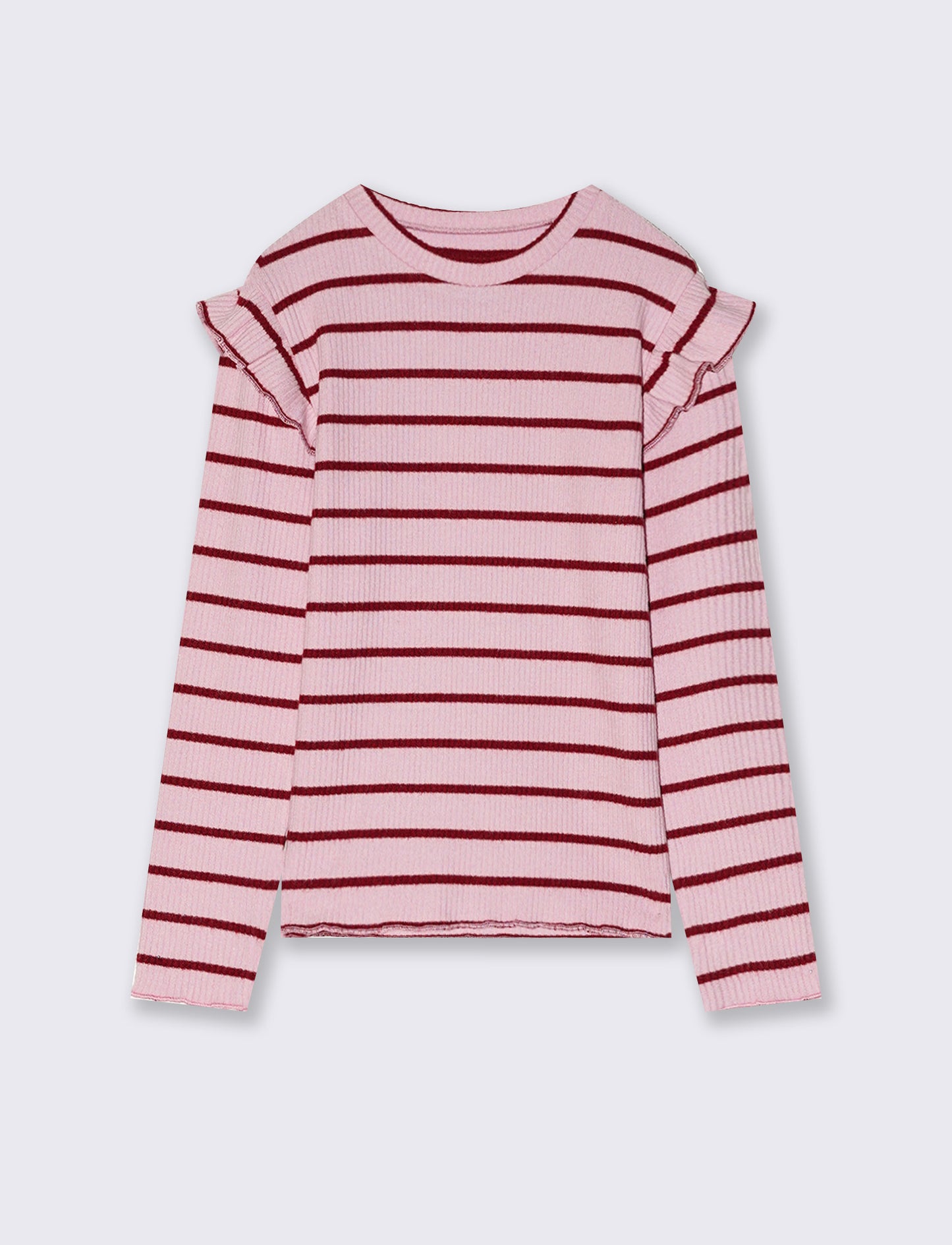 Striped T-shirt with elegant ruffles - Pattern