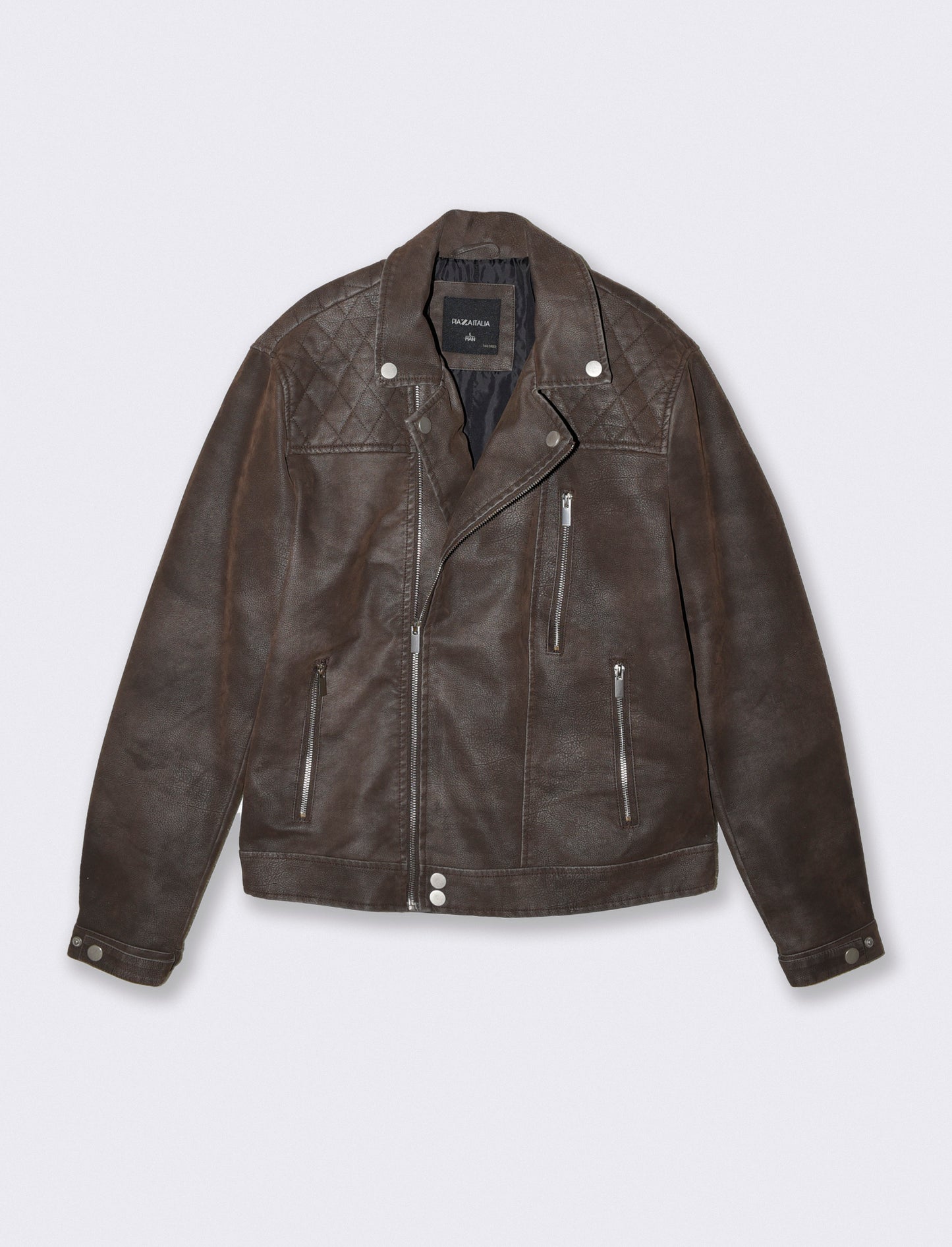 Giubbotto chiodo biker effetto nabuk - Moro