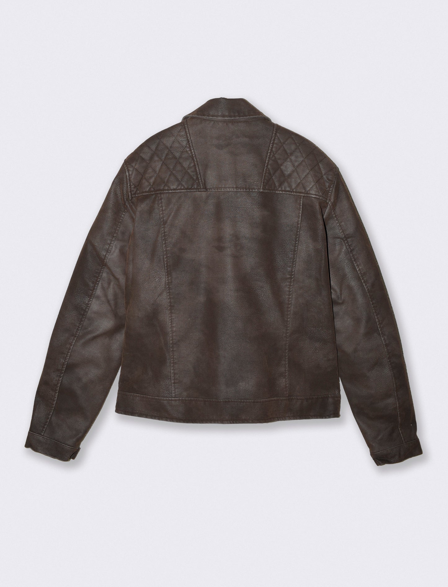 Giubbotto chiodo biker effetto nabuk - Moro