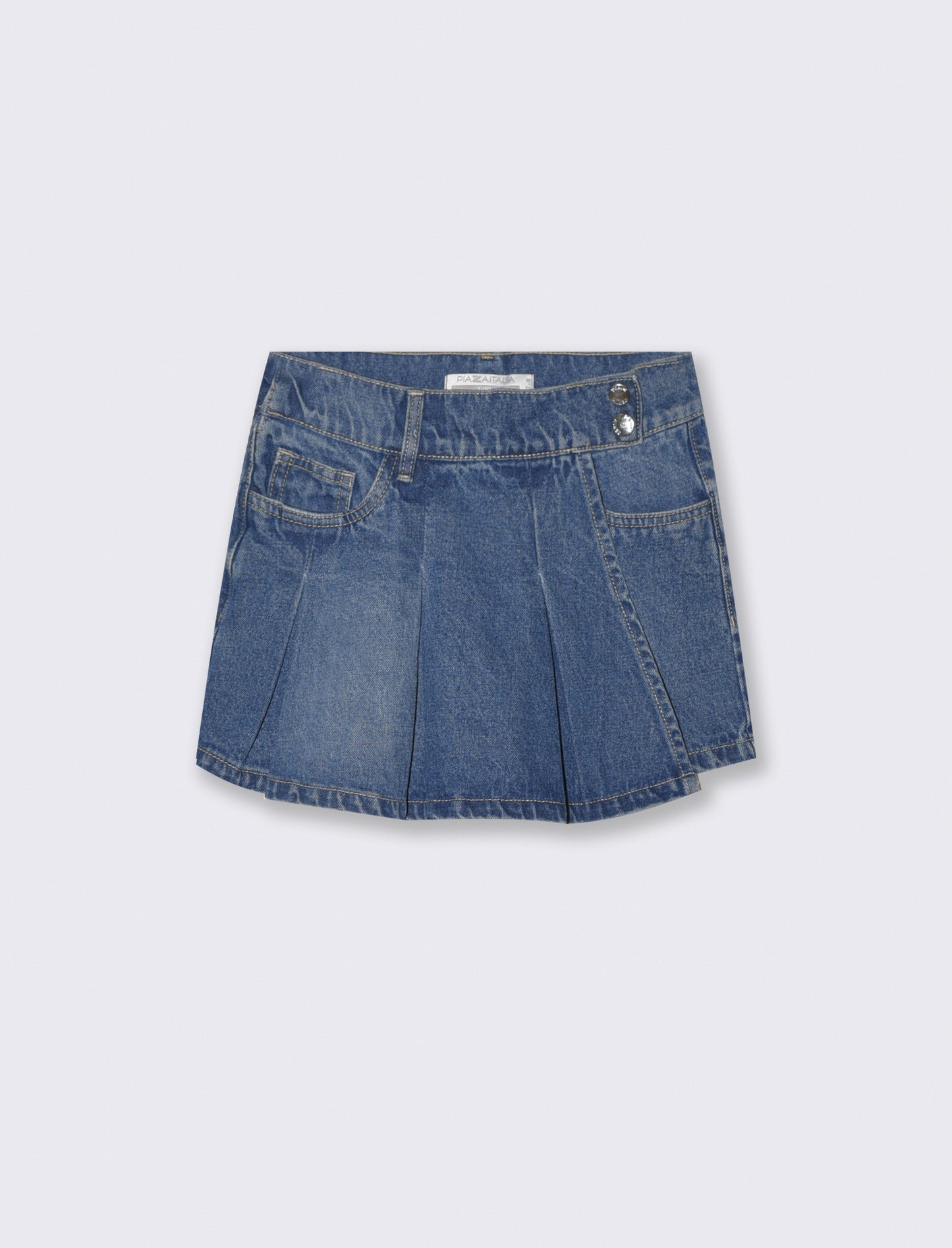 Short finta gonna in denim con pieghe - Denim