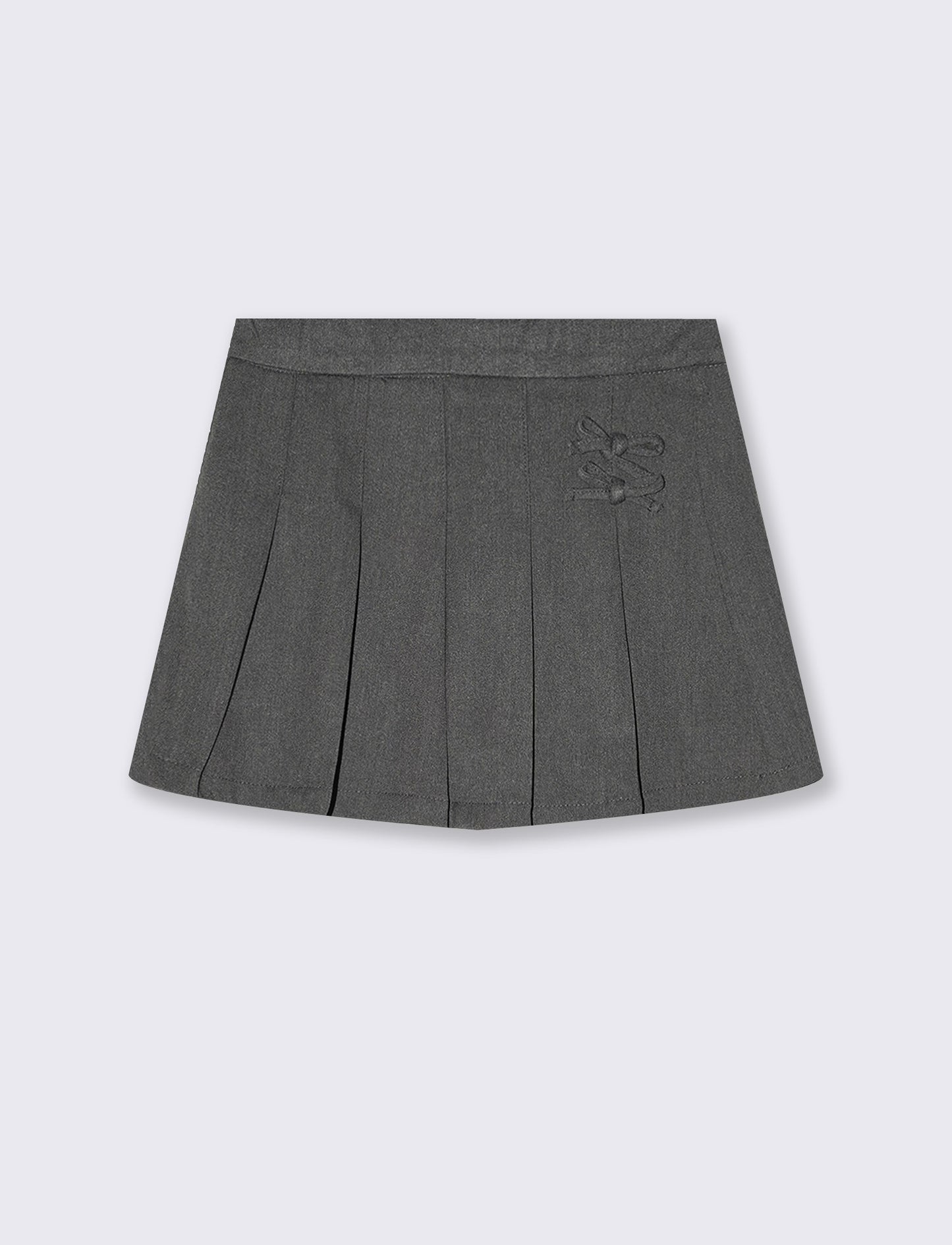 Minigonna a pieghe con fiocchi decorativi - Grigio