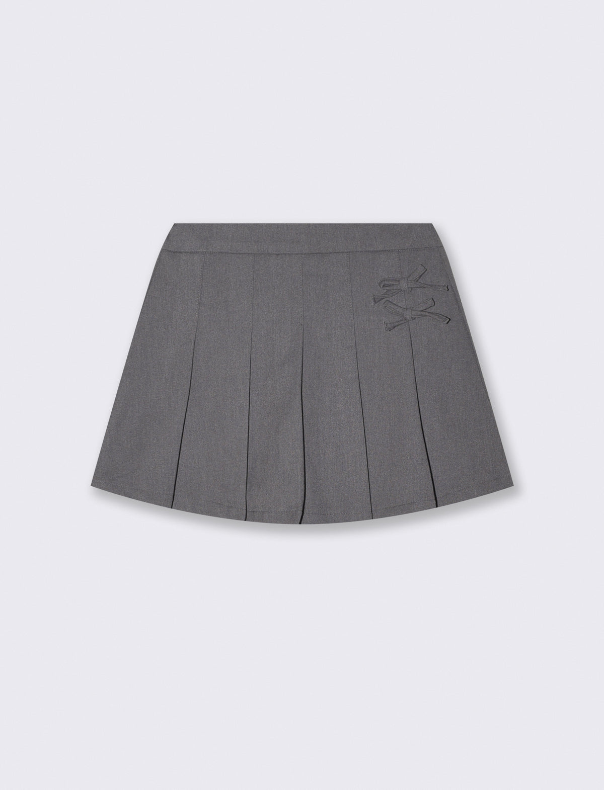 Minigonna a pieghe con fiocchi decorativi - Grigio