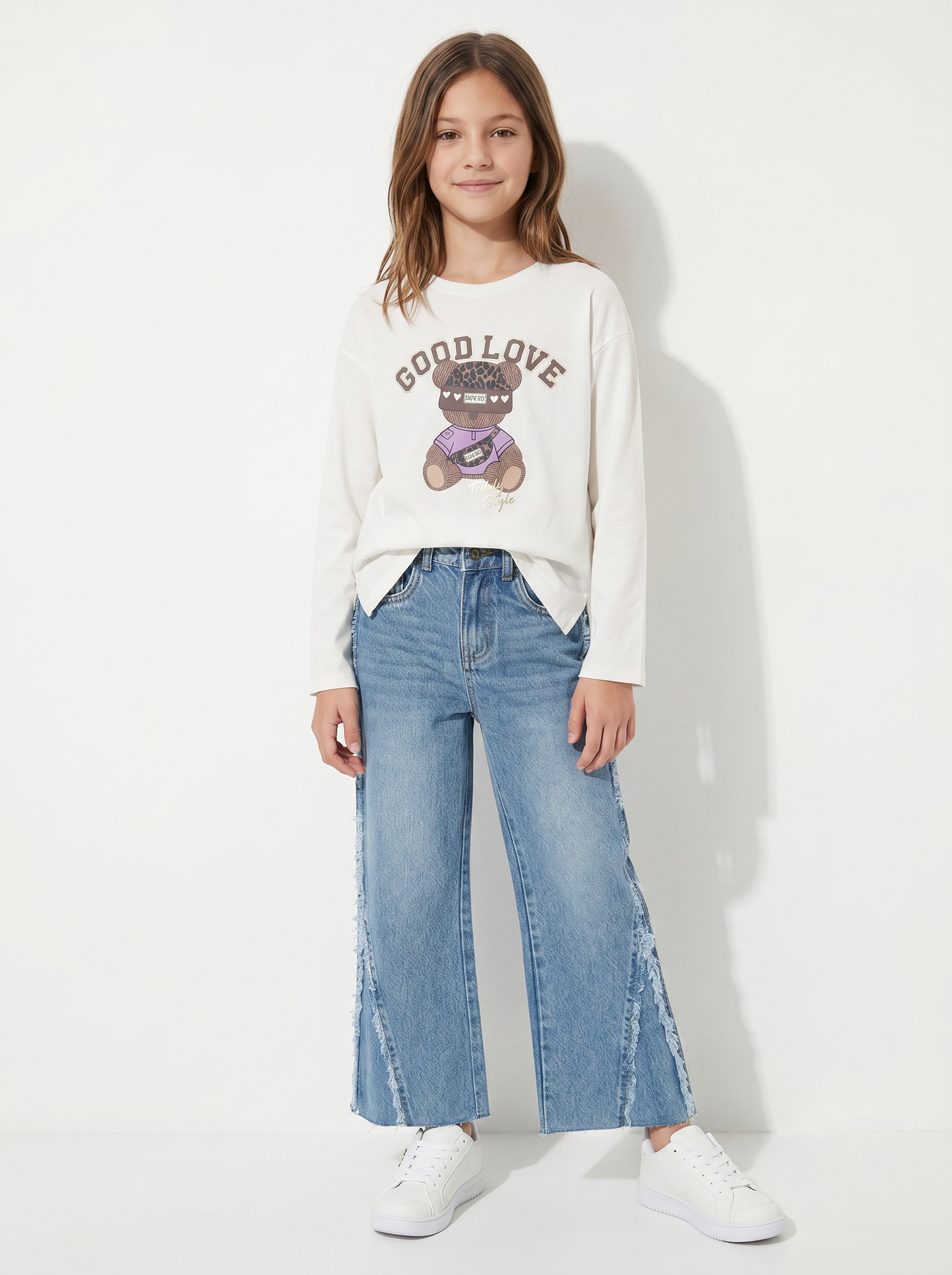 Flare fit jeans with side fringes - Blue