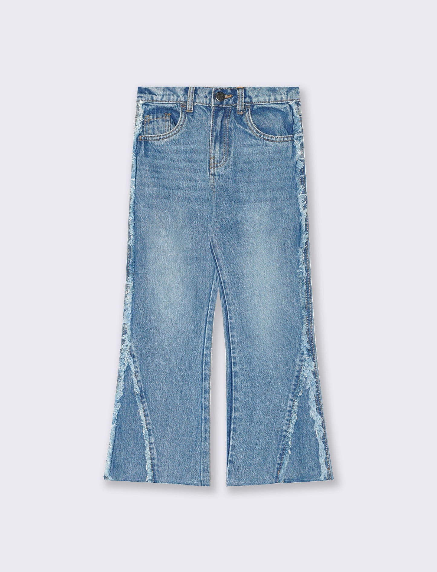 Flare fit jeans with side fringes - Blue