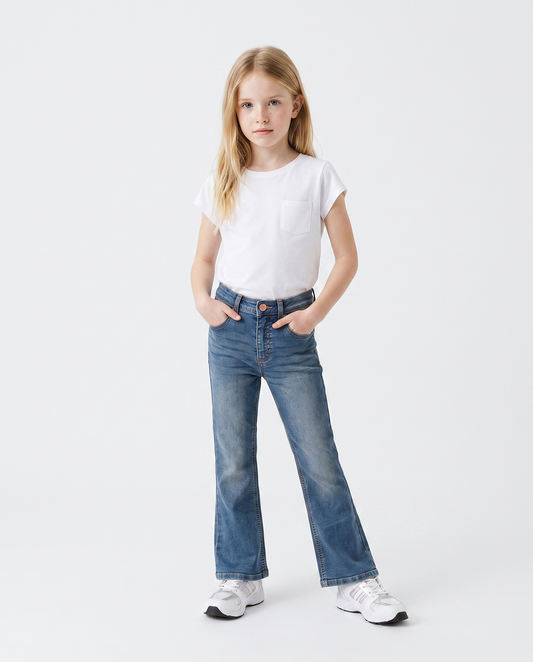Girls' Flared Denim Jeans - Blue