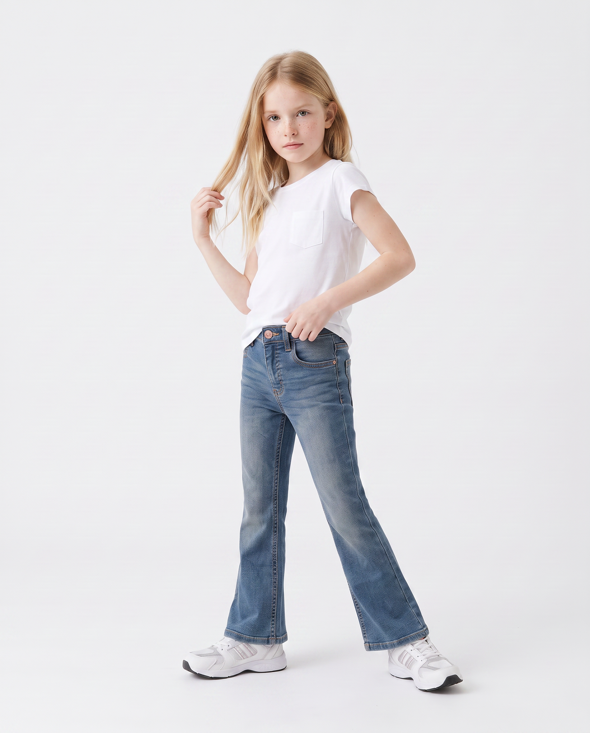 Girls' Flared Denim Jeans - Blue