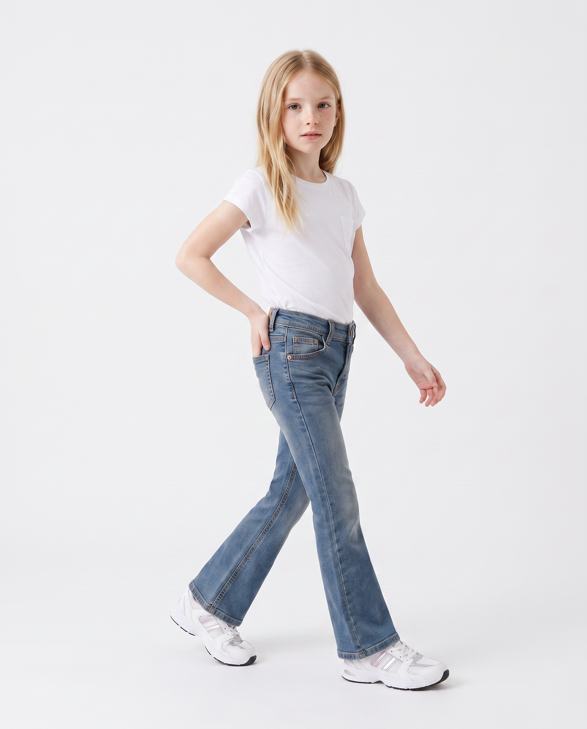 Girls' Flared Denim Jeans - Blue