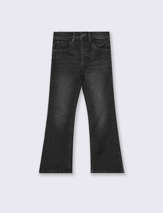Jeans da bambina in denim svasati - Nero