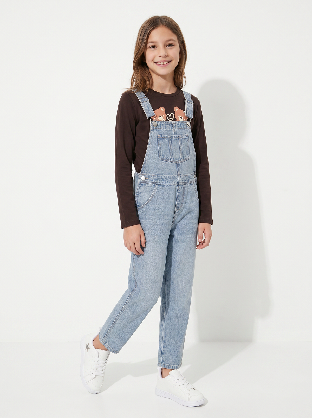 Long denim overalls with adjustable straps - Blue