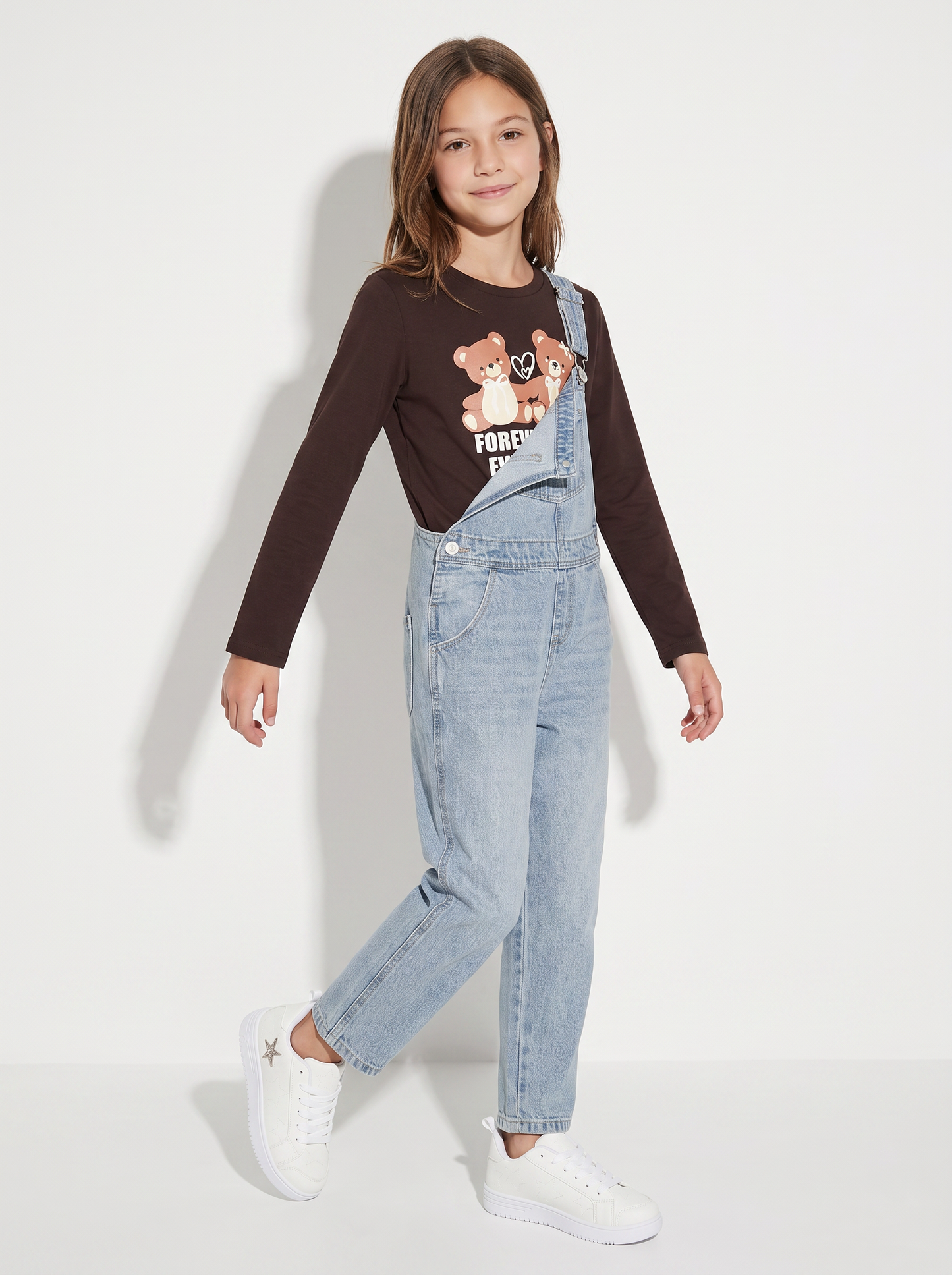 Long denim overalls with adjustable straps - Blue