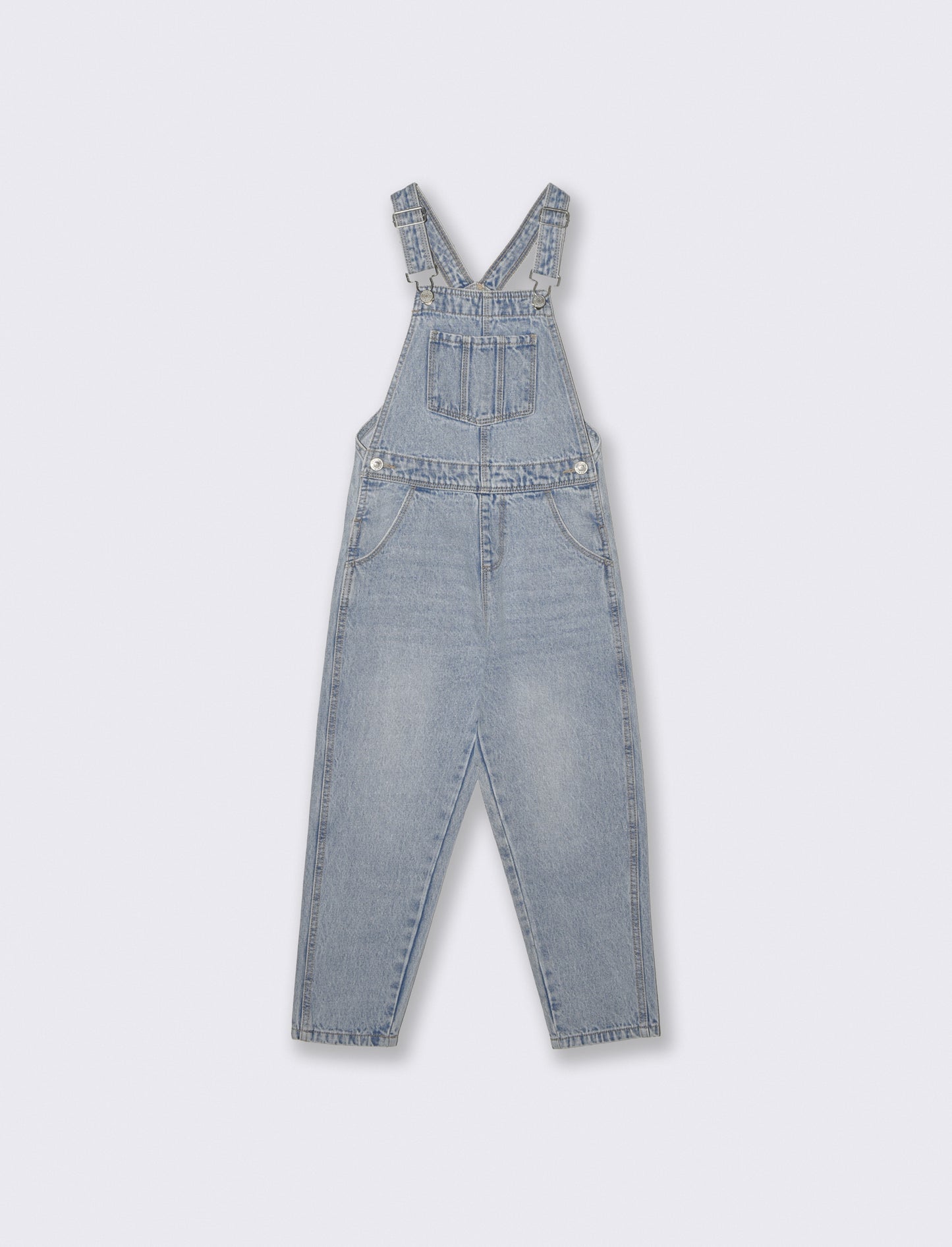 Salopette lunga in denim con bretelle regolabili - Denim chiaro