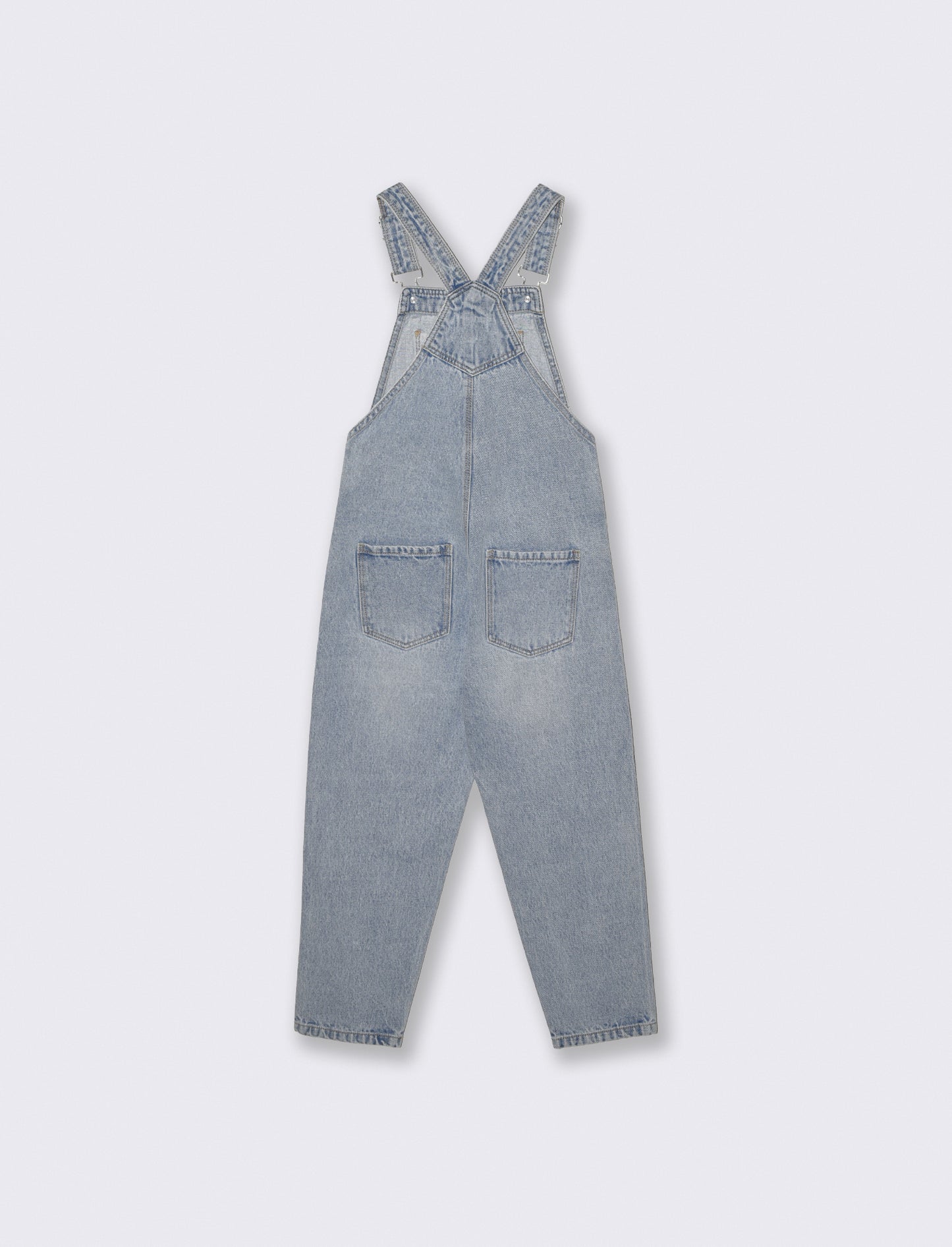 Salopette lunga in denim con bretelle regolabili - Denim chiaro