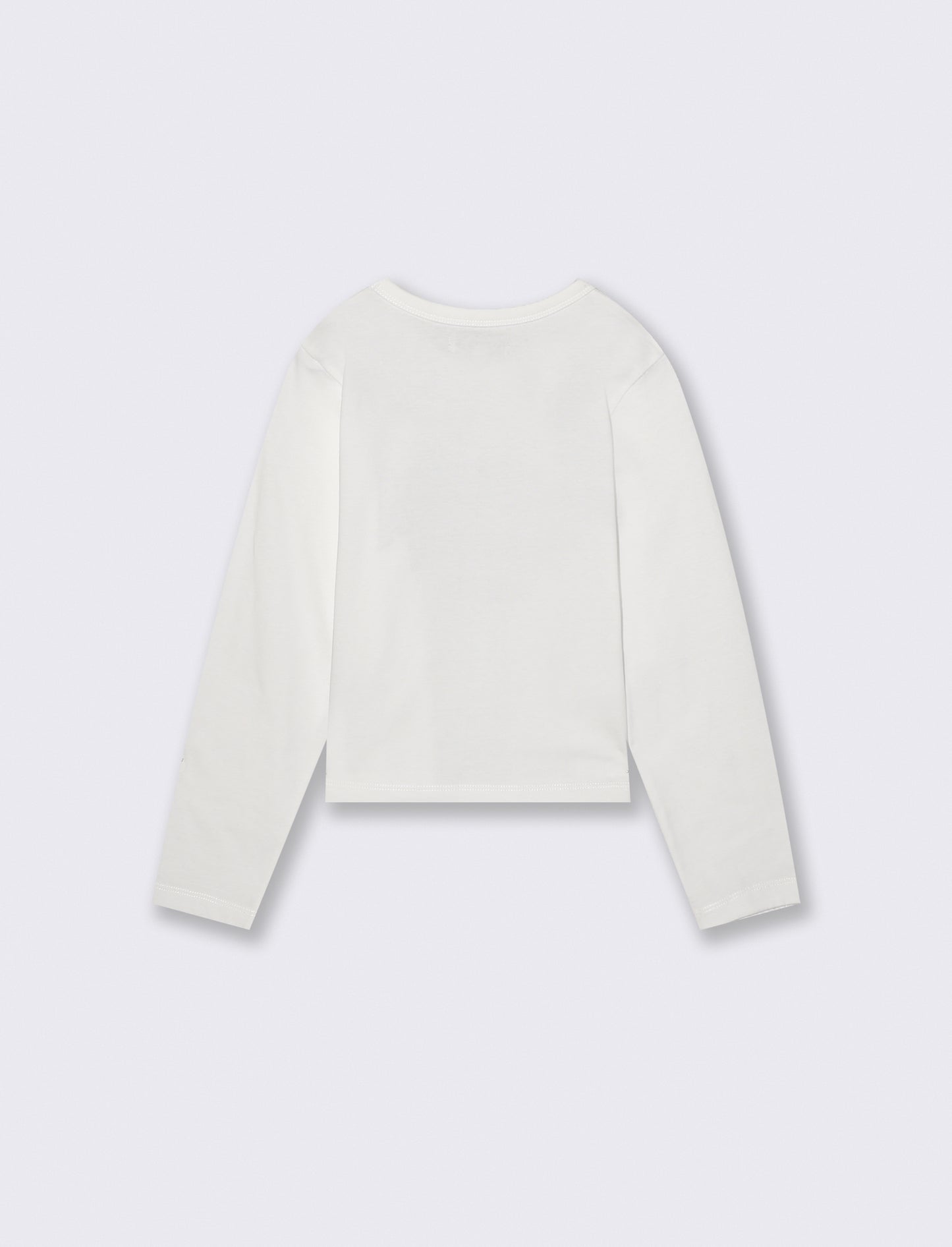 T-shirt manica lunga con strass e stampa - Bianco latte