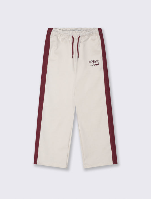 Jogger gamba dritta con bande a contrasto - Bianco burro